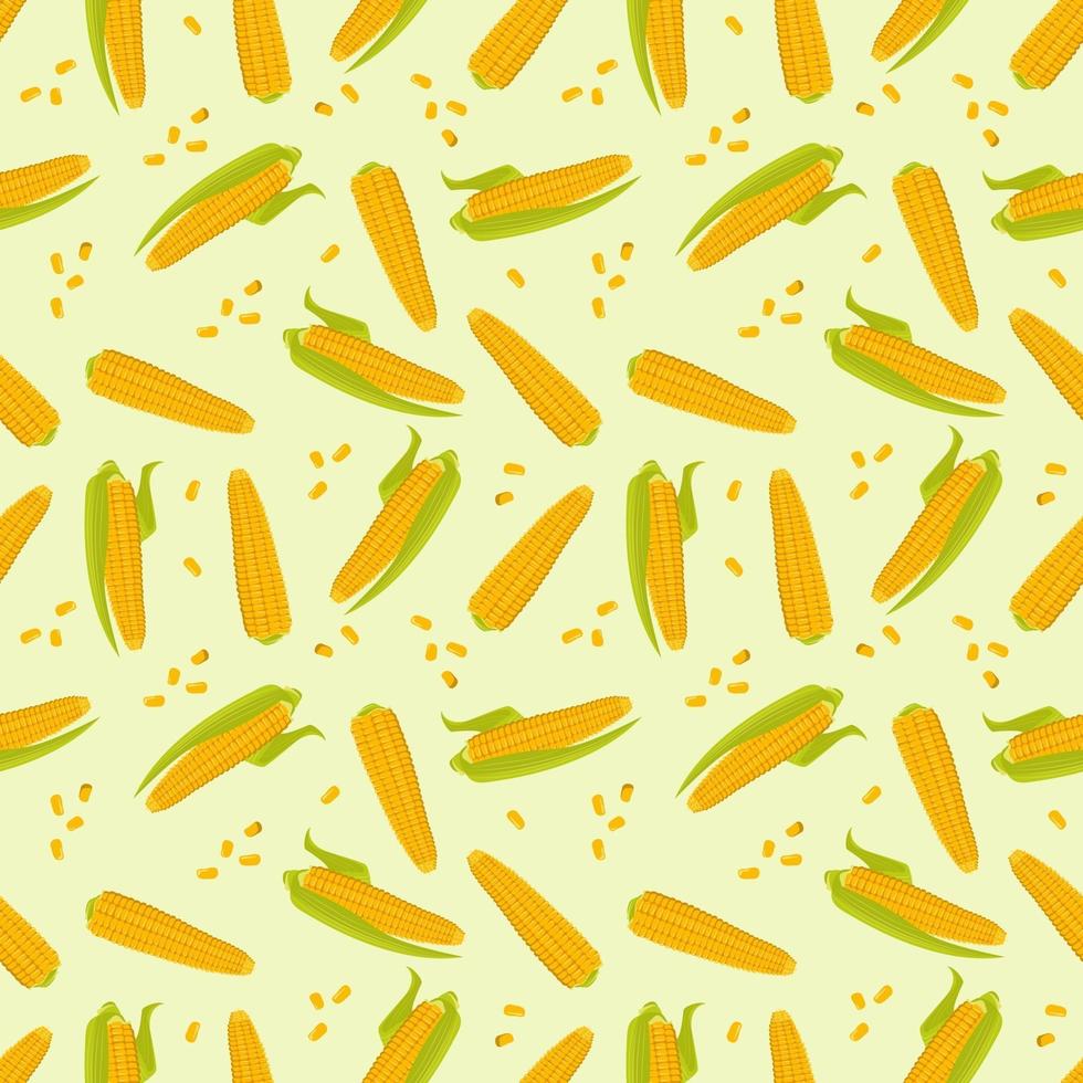 Seamless pattern with ears of corn on a green background. vector