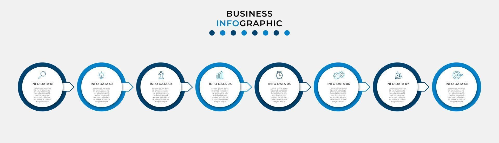 Plantilla de diseño infográfico con iconos y 8 opciones o pasos. vector