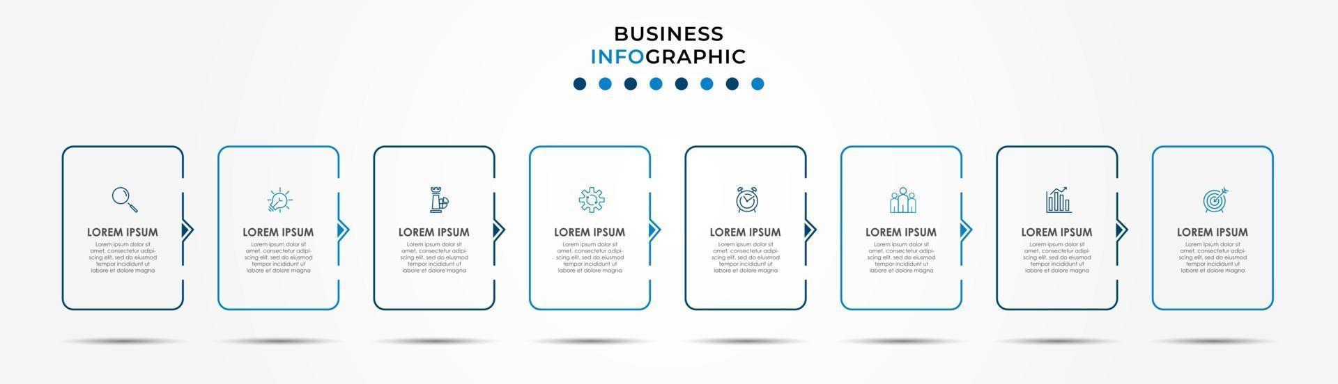 Plantilla de diseño infográfico con iconos y 8 opciones o pasos. vector