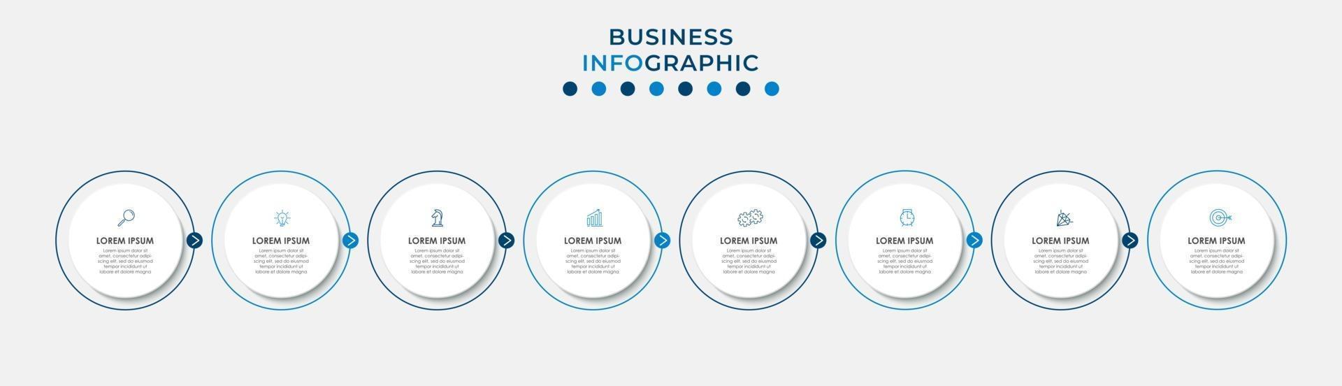 Plantilla de diseño infográfico con iconos y 8 opciones o pasos. vector