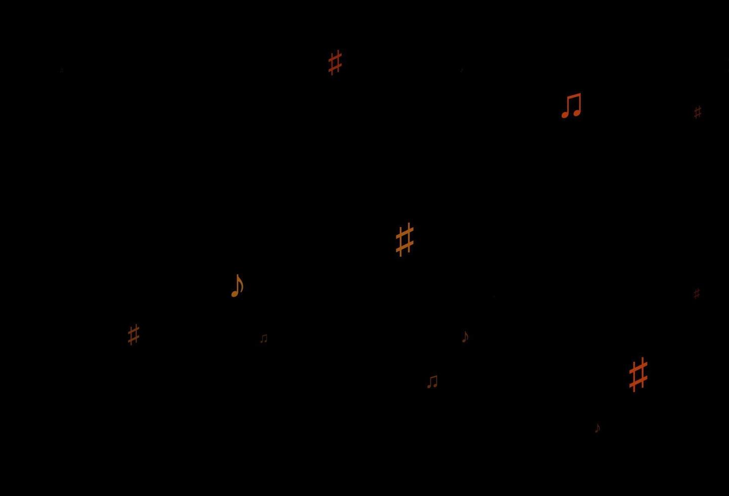 Dark Orange vector backdrop with music notes.