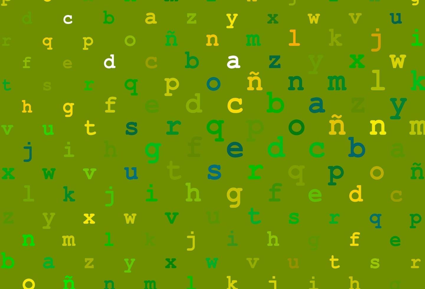 Light green, yellow vector cover with english symbols.