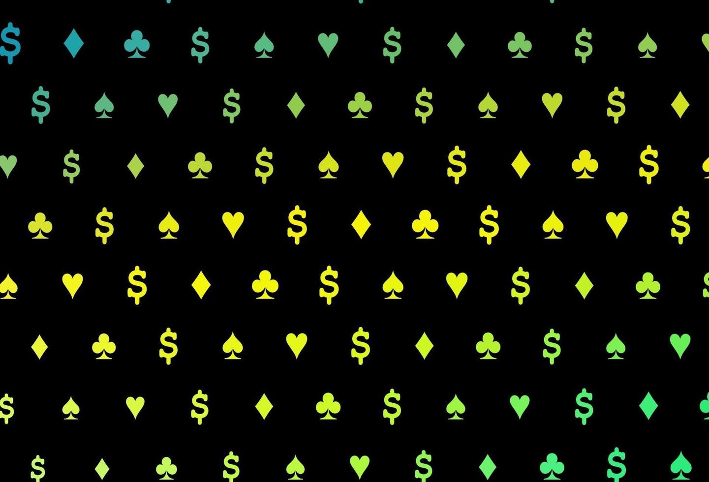 Dark green, yellow vector template with poker symbols.