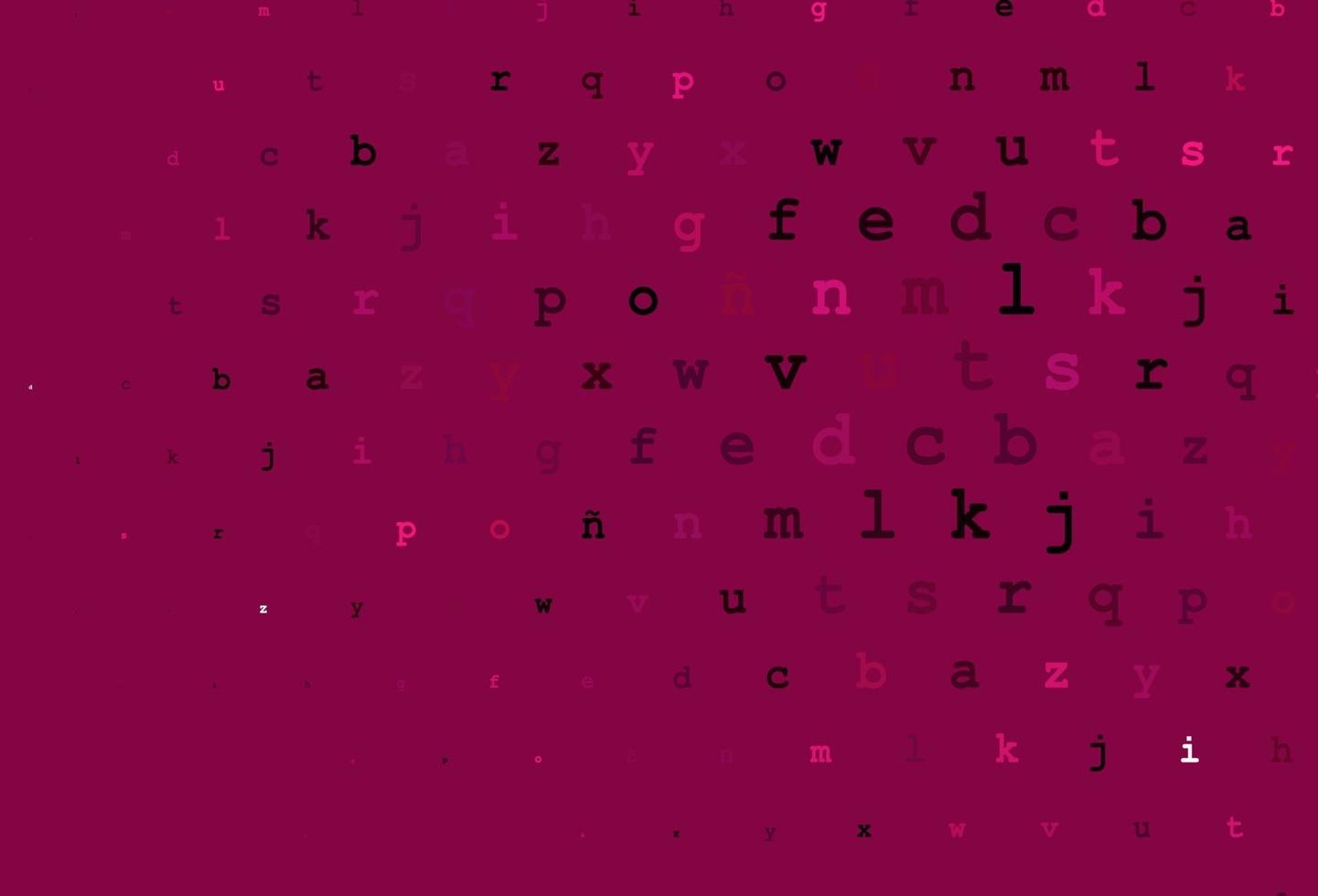 textura de vector rosa oscuro con caracteres abc.