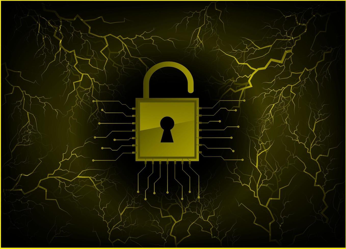 Closed Padlock on digital background, cyber security vector