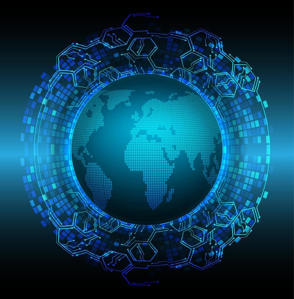 world binary circuit board future technology, blue hud cyber security vector
