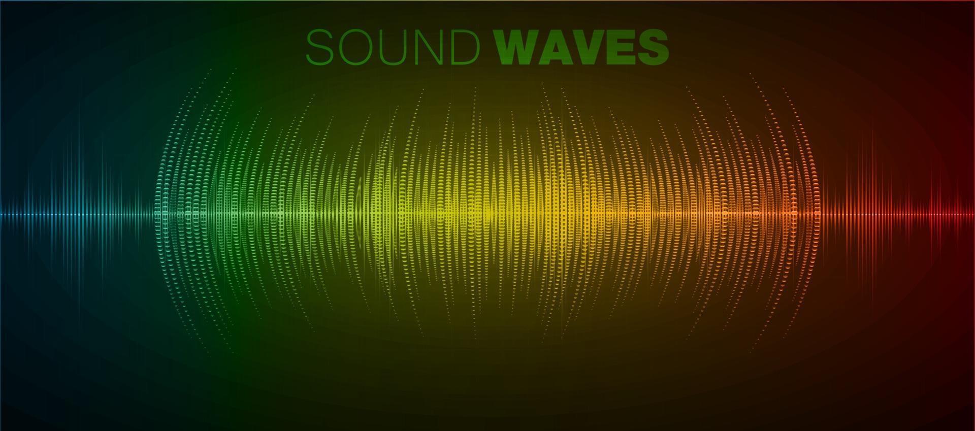 Sound waves oscillating dark light vector