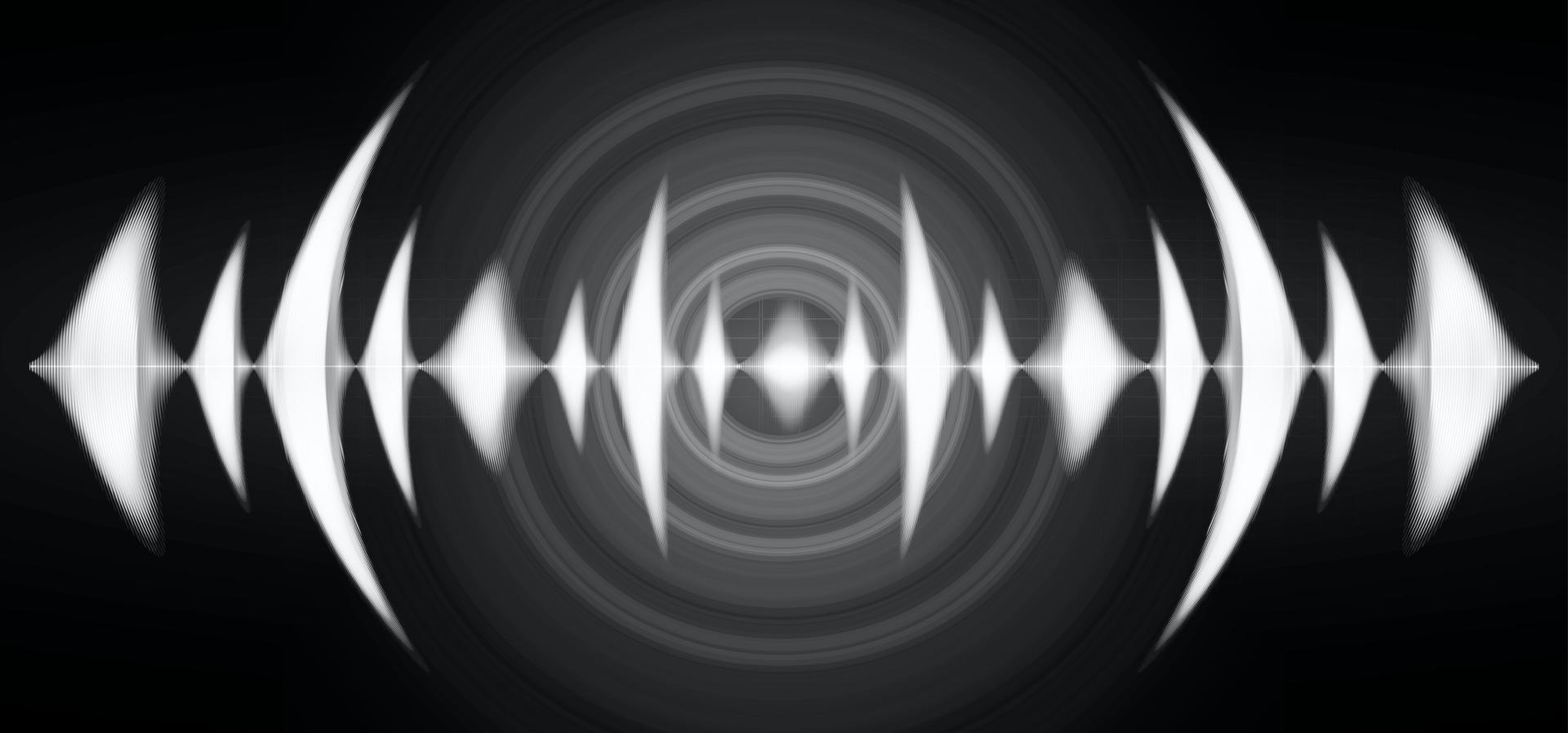 Sound waves oscillating dark light vector