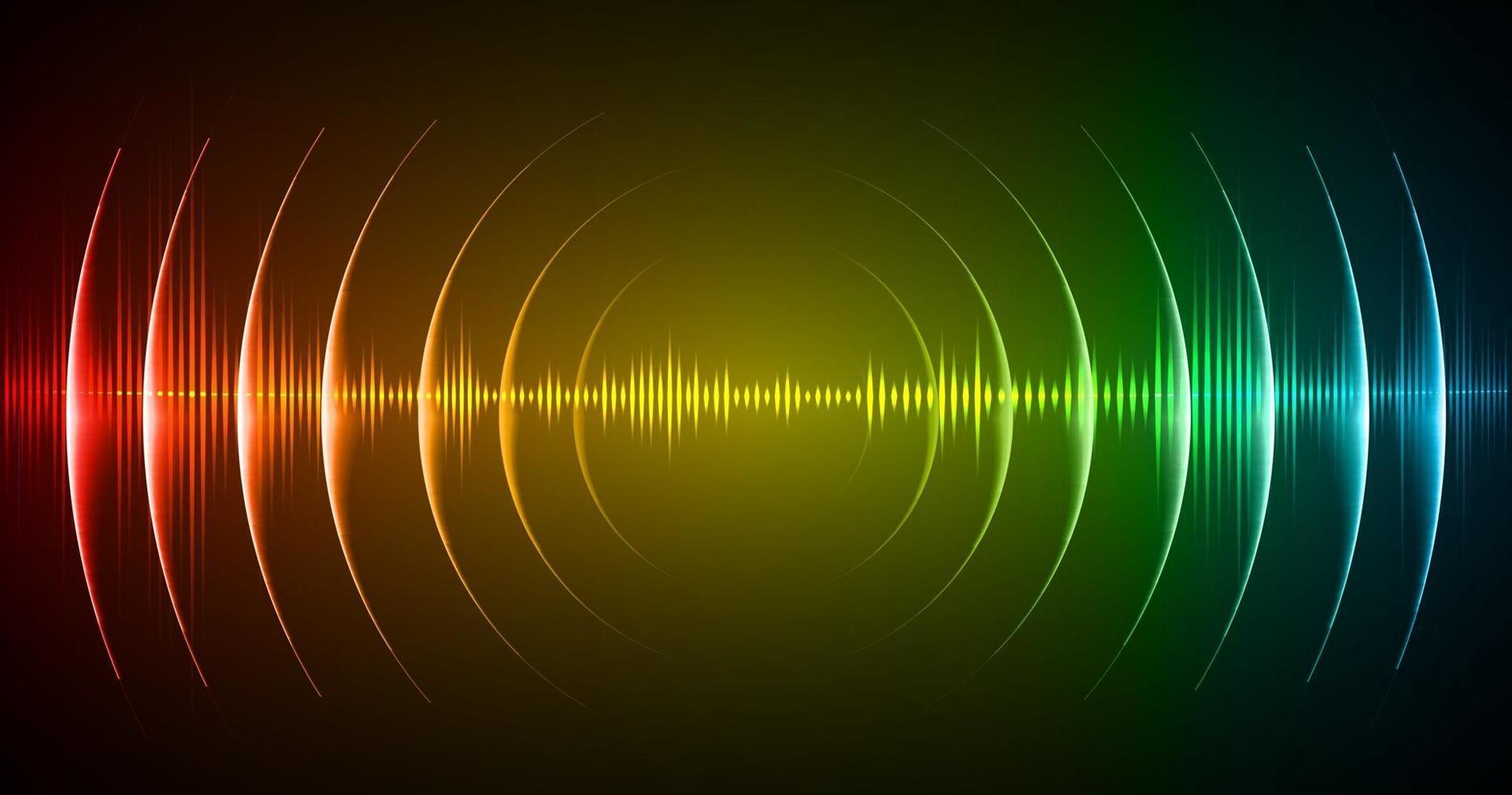 ondas de sonido oscilando luz oscura vector