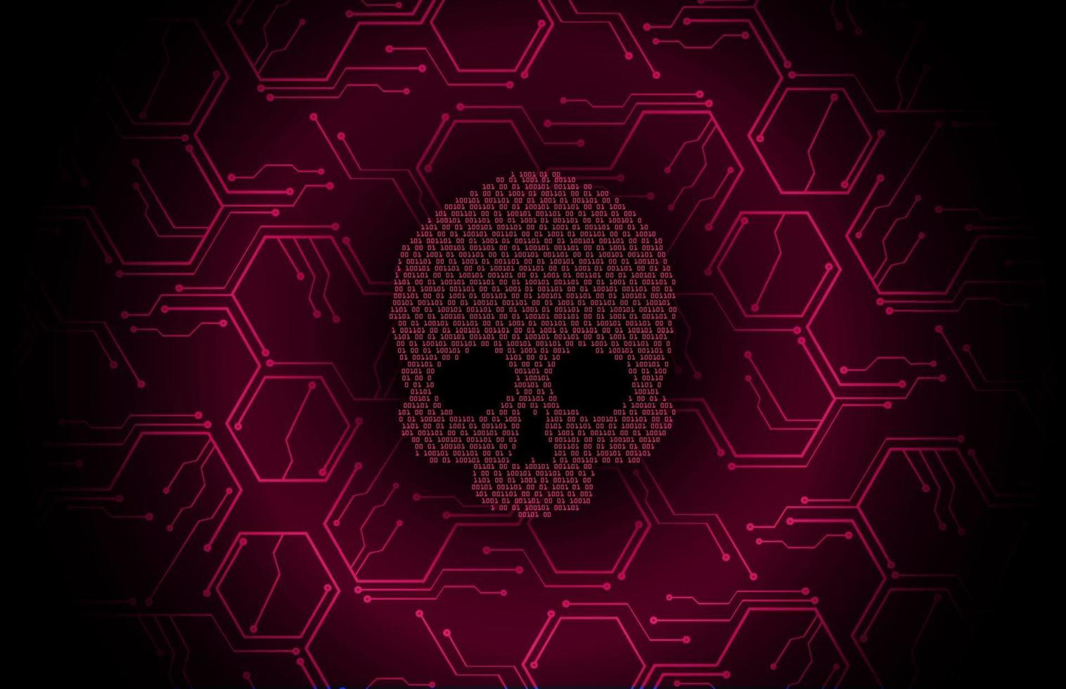 cyber hacker attack background, skull vector