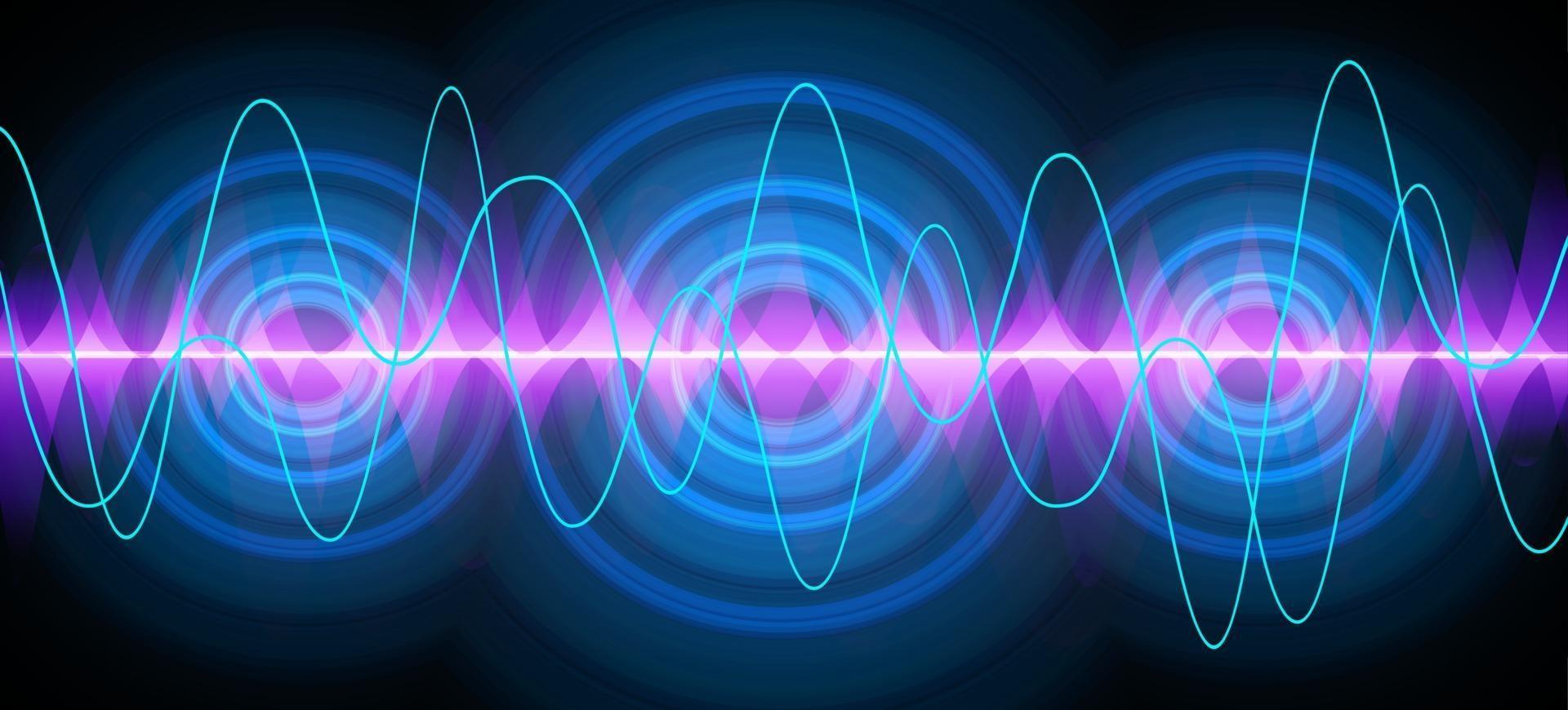 Sound waves oscillating dark light vector