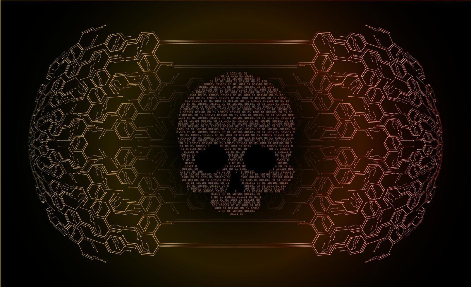 cyber hacker attack background, skull vector