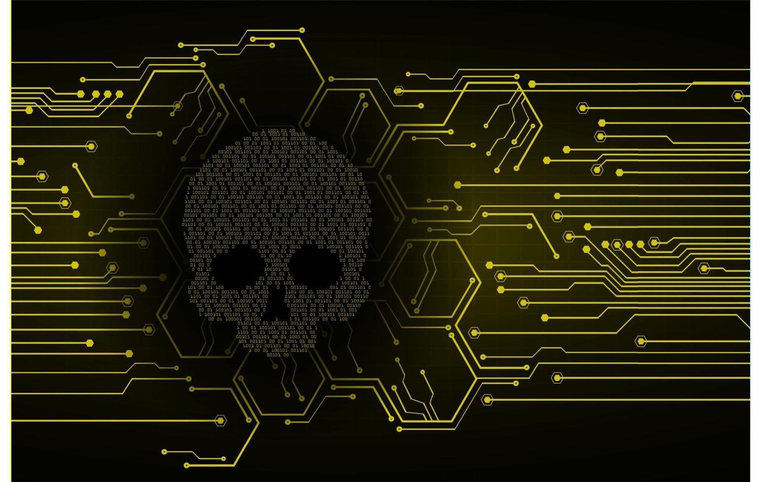 Fondo de ataque de hacker cibernético, vector de cráneo