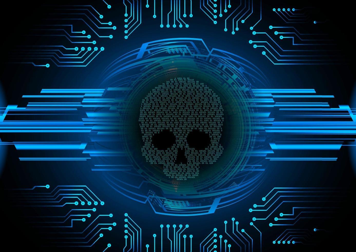 cyber hacker attack background skull vector