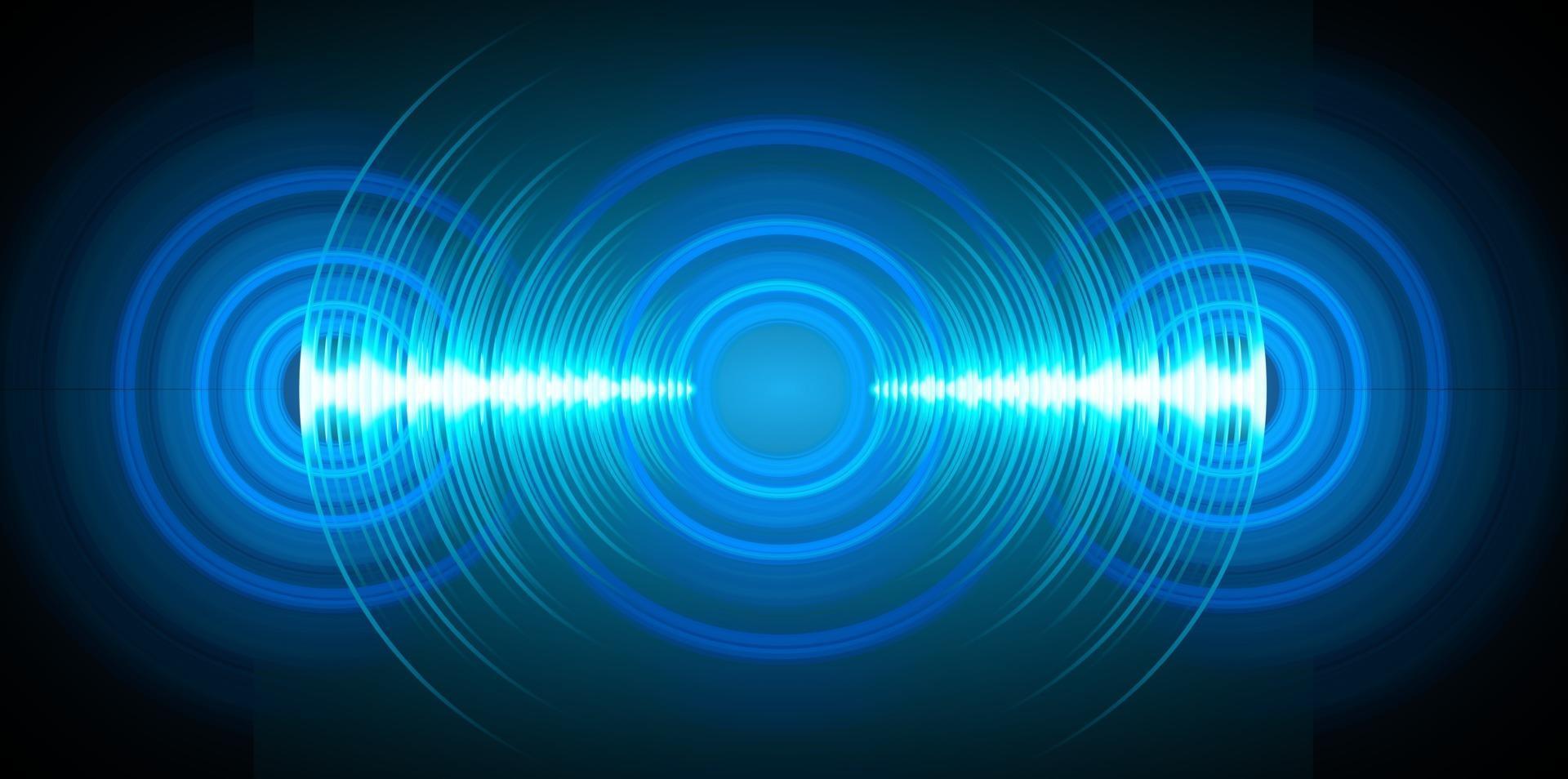 ondas de sonido oscilando luz oscura vector