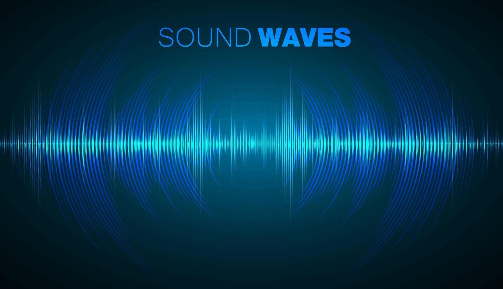 Sound waves oscillating dark light vector