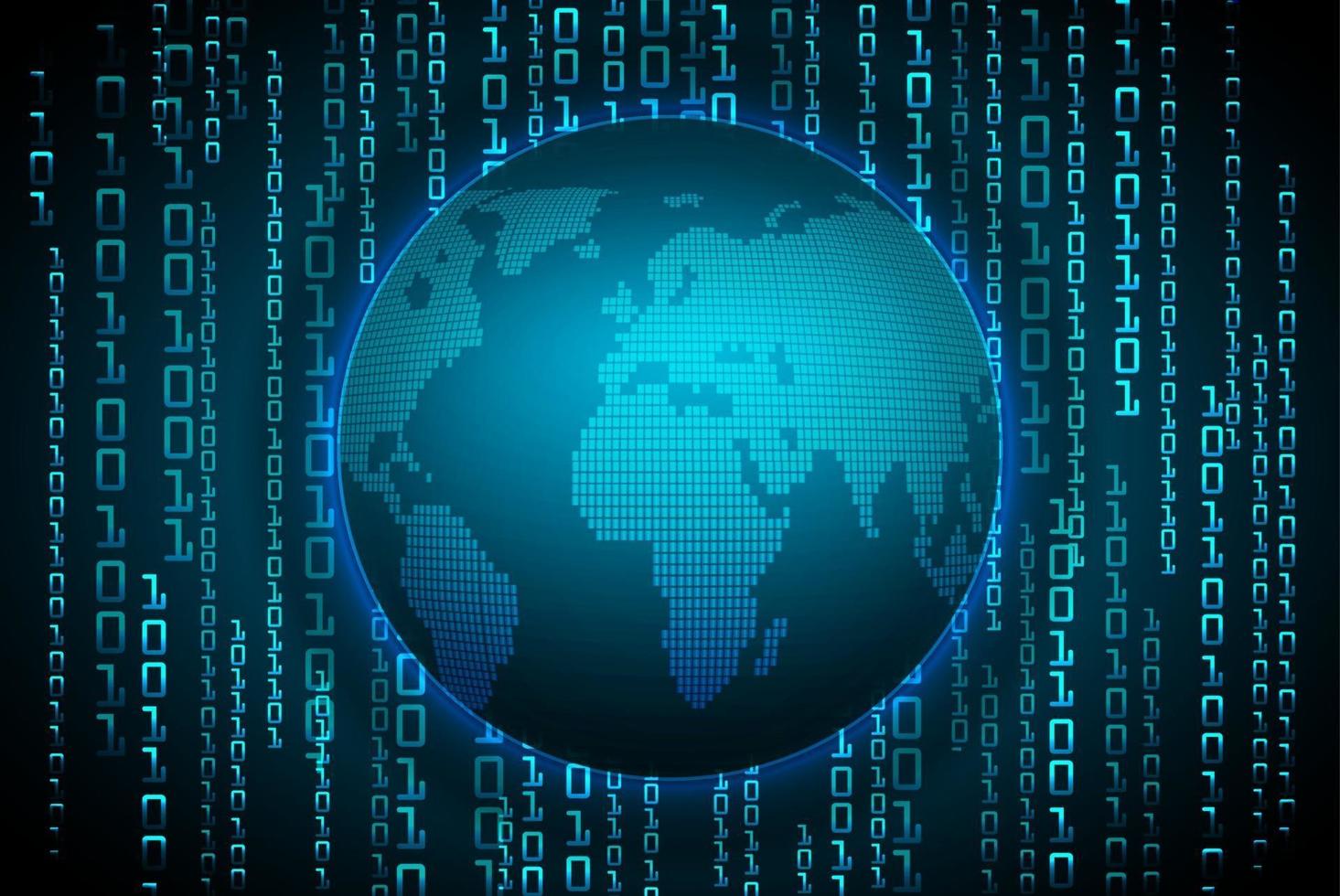 world binary circuit board future technology, blue hud cyber security vector