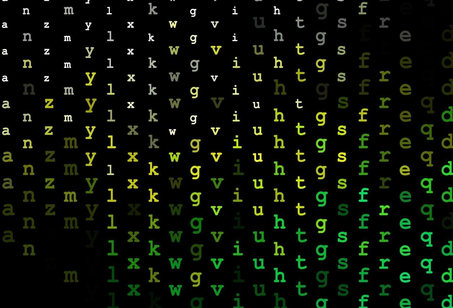 Dark green, yellow vector texture with ABC characters.