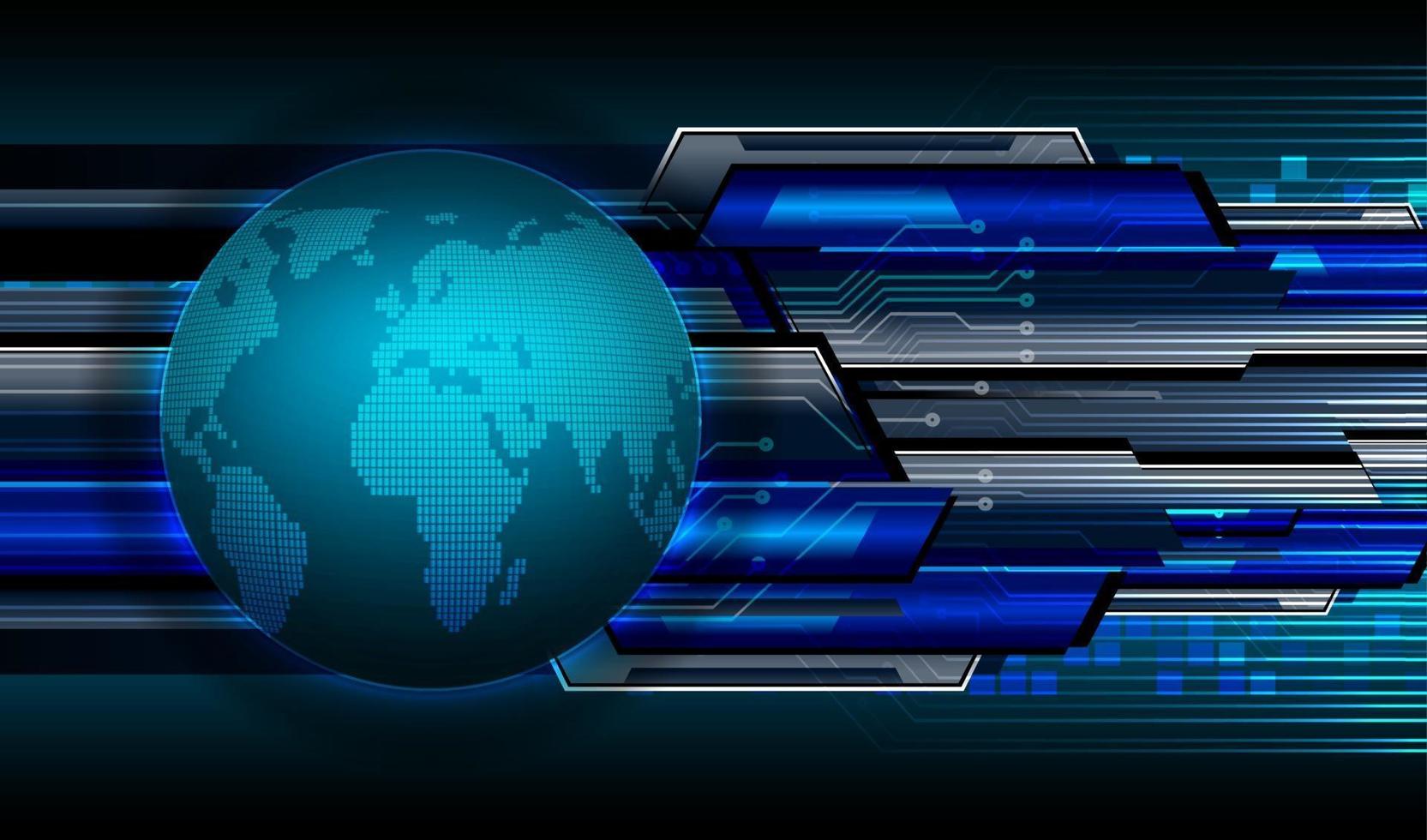 tecnología futura de la placa de circuito binario mundial, seguridad cibernética de hud azul vector