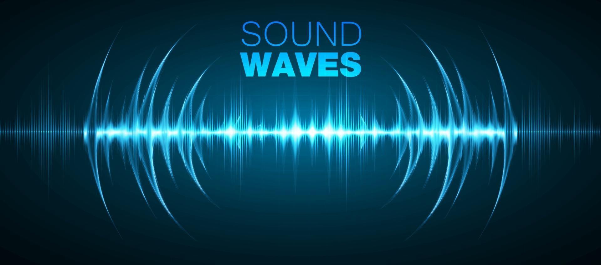 Sound waves oscillating dark light vector