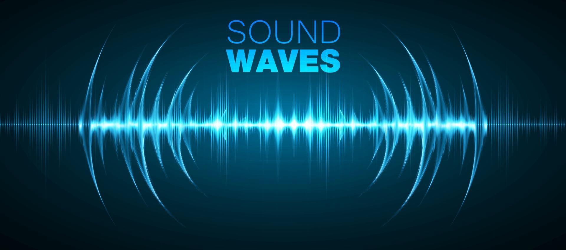 Sound waves oscillating dark light vector