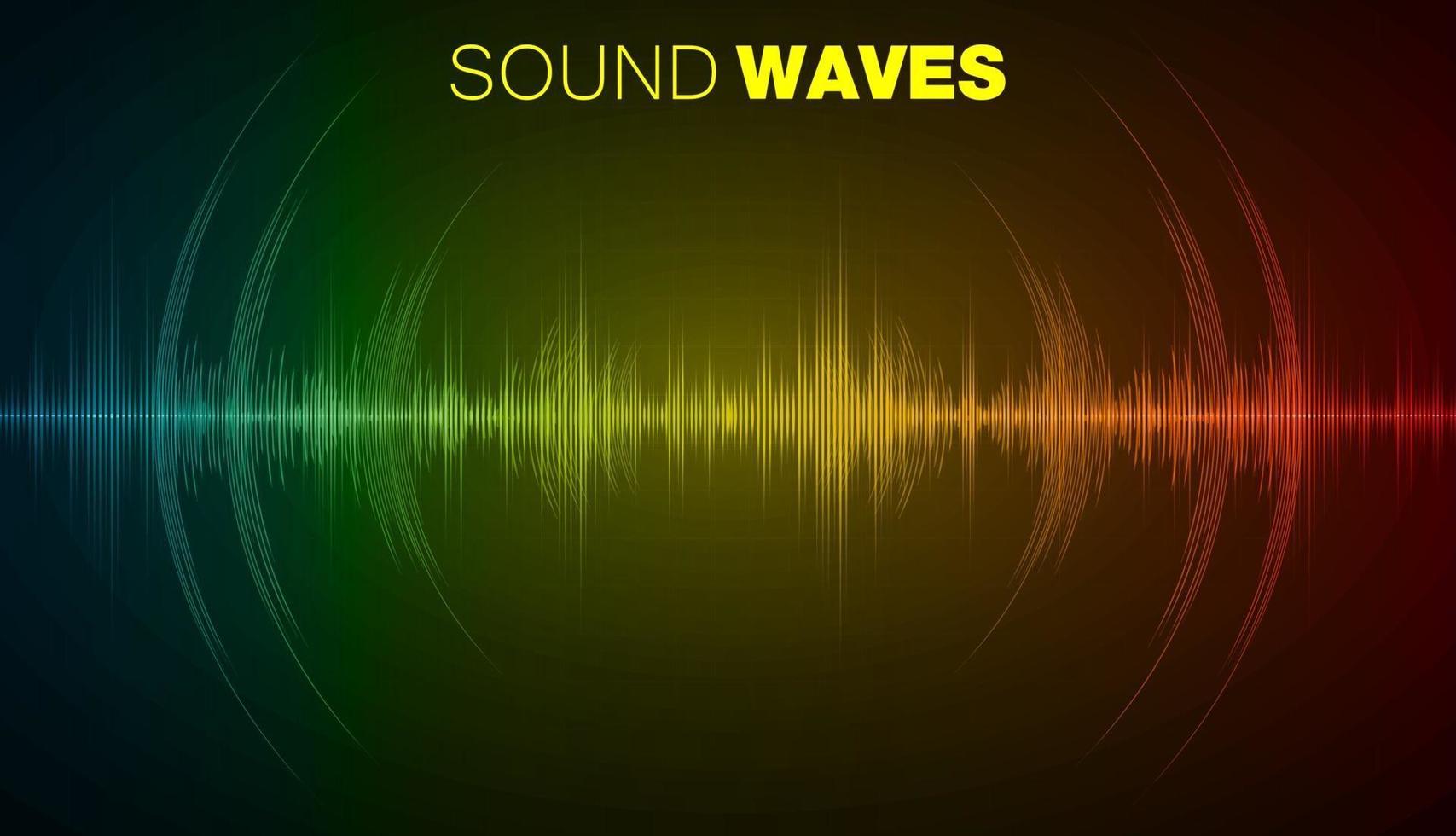 Sound waves oscillating dark light vector