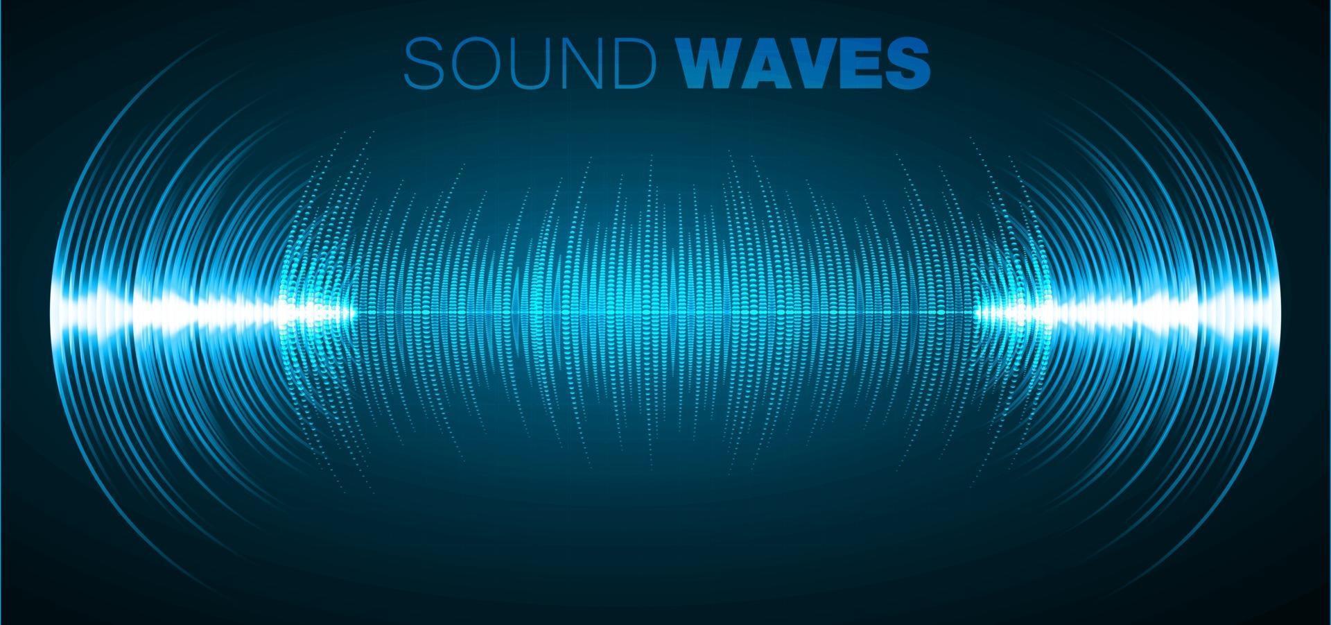 Sound waves oscillating dark light vector