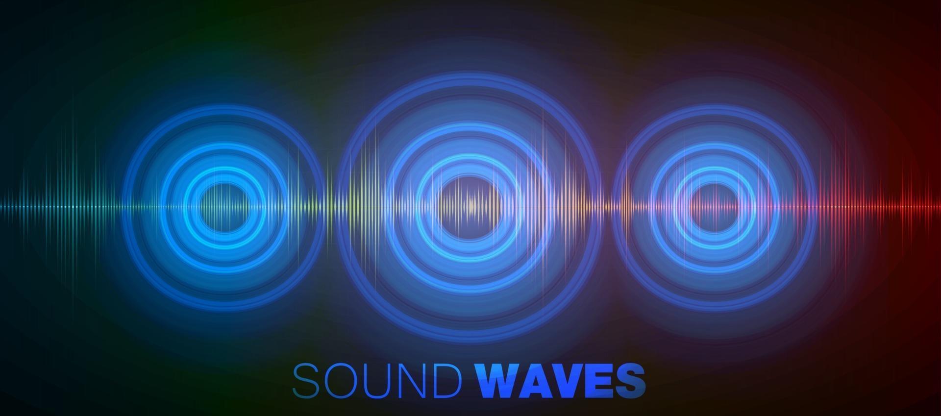 Sound waves oscillating dark light vector
