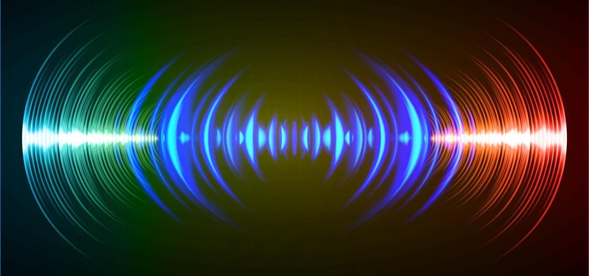 Sound waves oscillating dark light vector