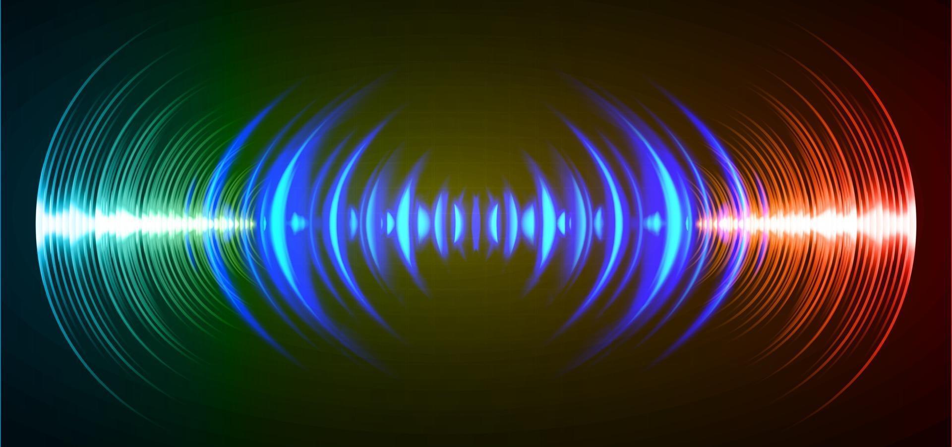 ondas de sonido oscilando luz oscura vector