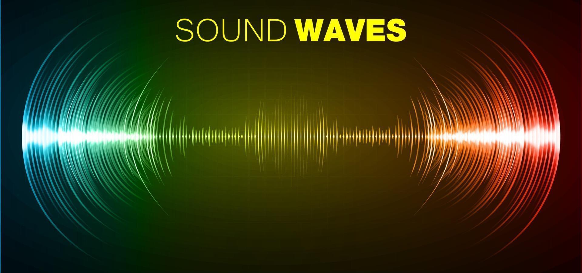 Sound waves oscillating dark light vector