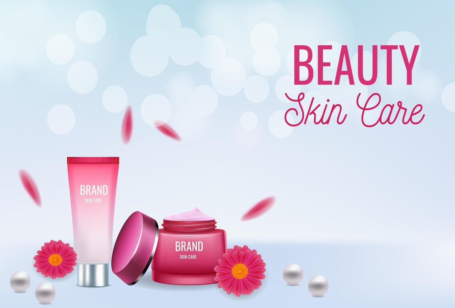 Cosmetics product skin care advertising banner vector