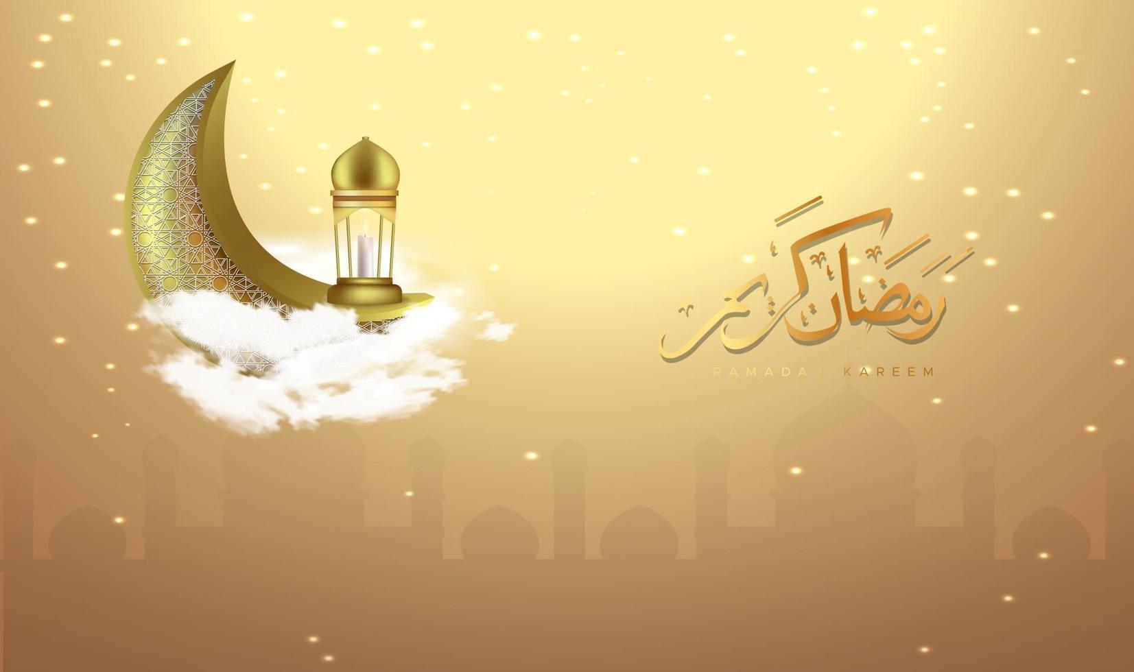 Ramadan kareem background  with crescent moon vector