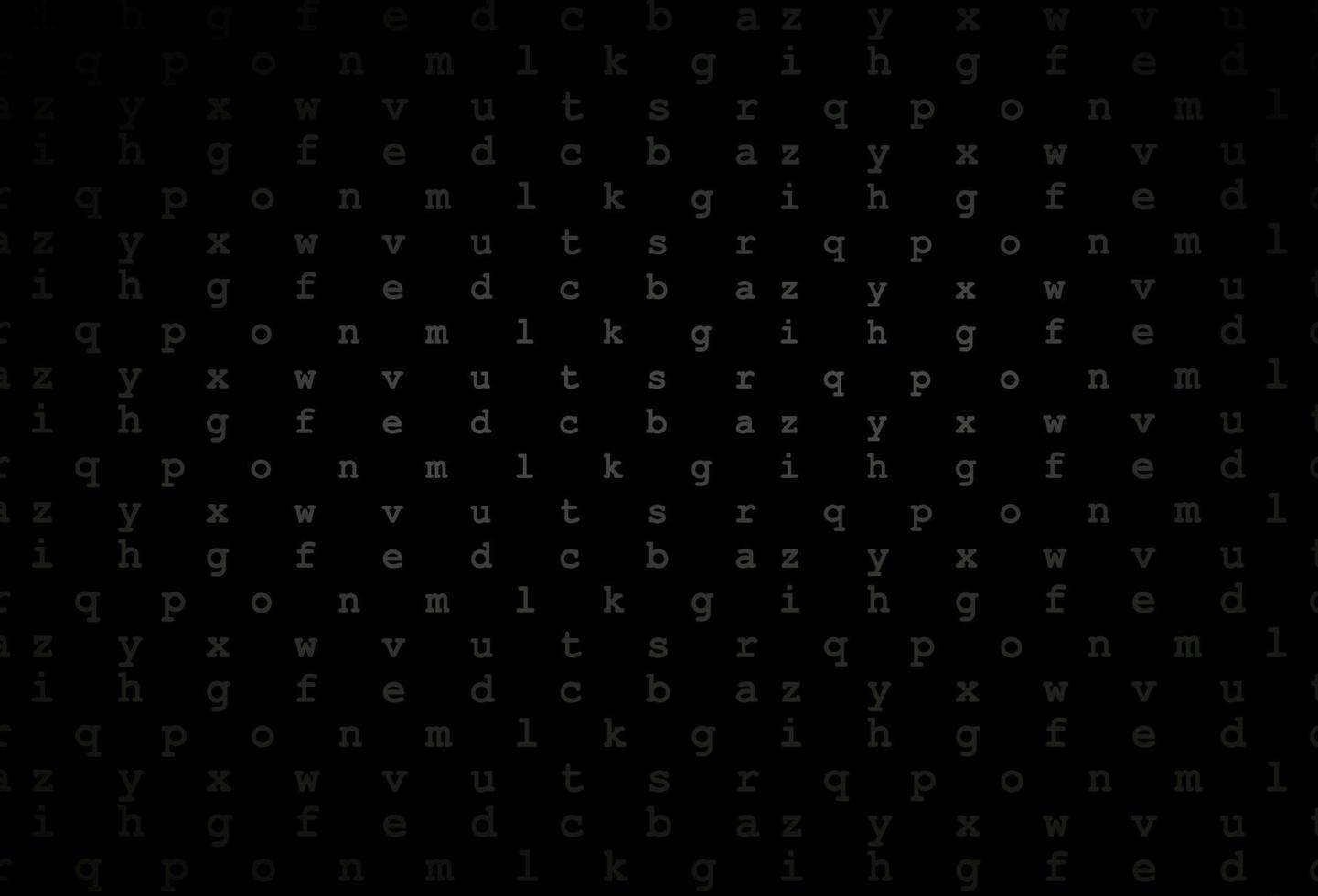 textura de vector negro oscuro con caracteres abc.