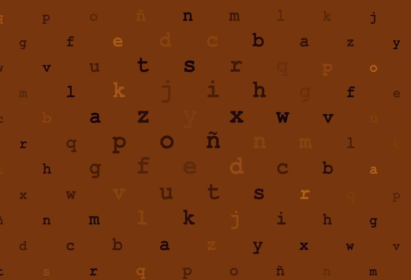 Dark orange vector texture with ABC characters.