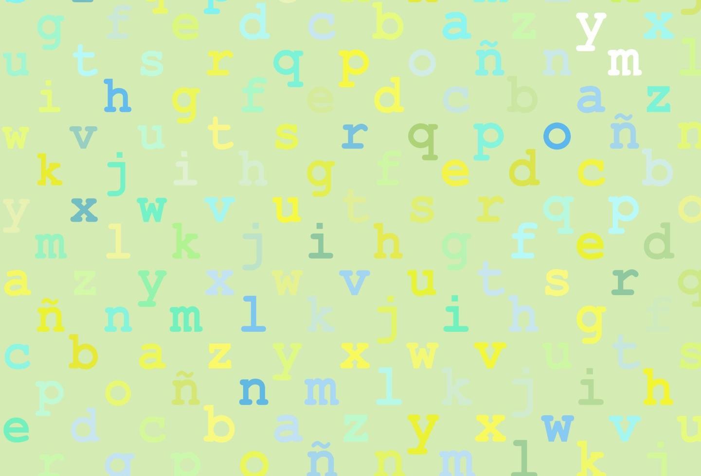 Light green, yellow vector background with signs of alphabet.