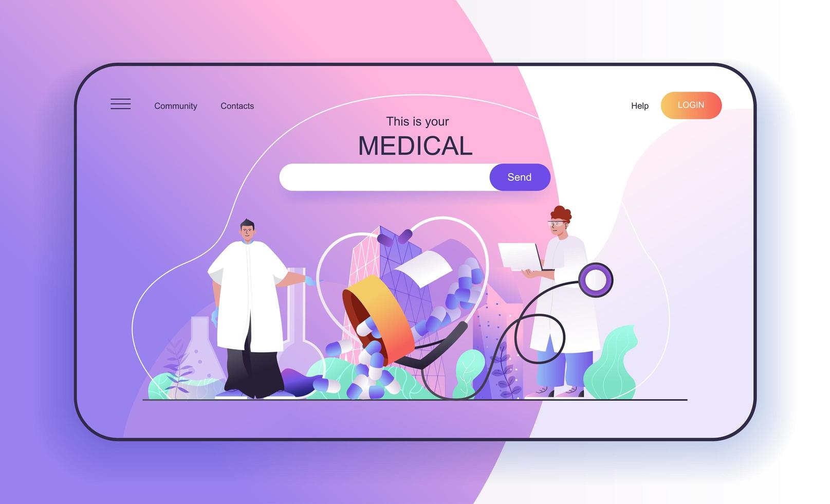 Medical concept for landing page template vector