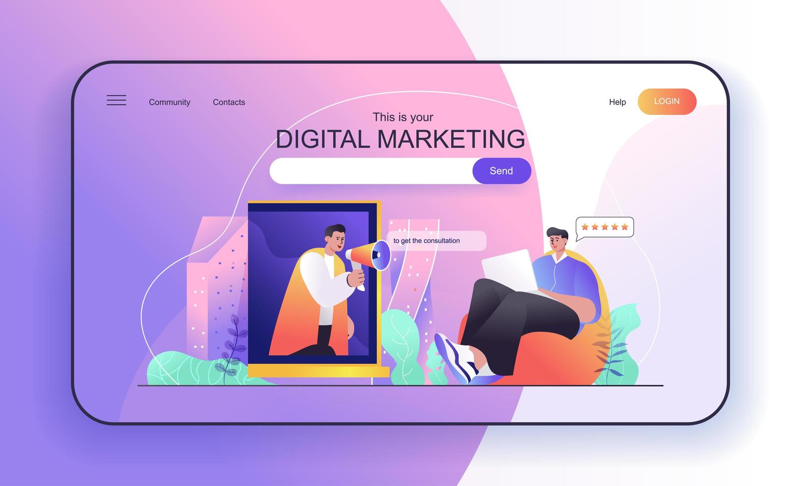 Digital Marketing concept for landing page template vector