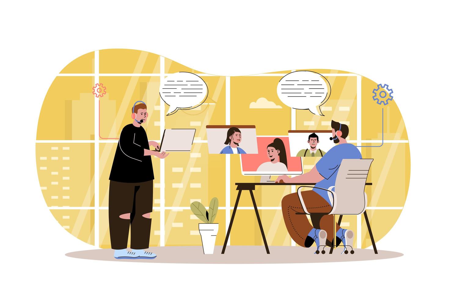 Customer support web illustration vector