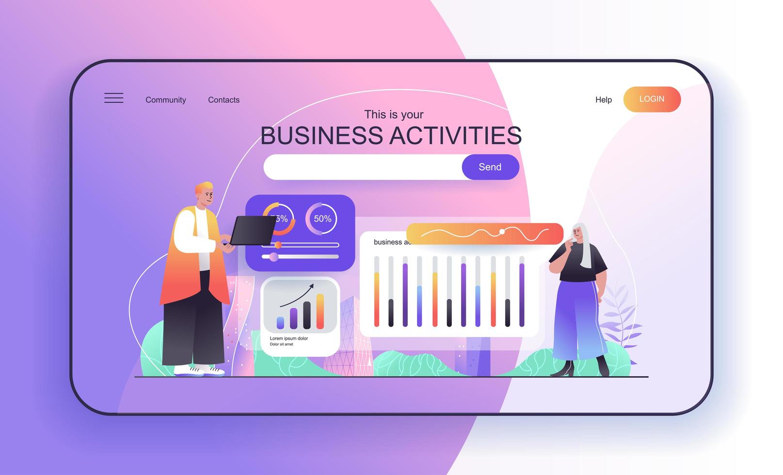 Business Activities concept for landing page template vector