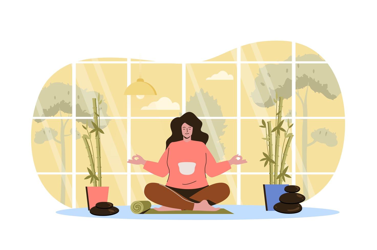 Yoga at home web illustration vector