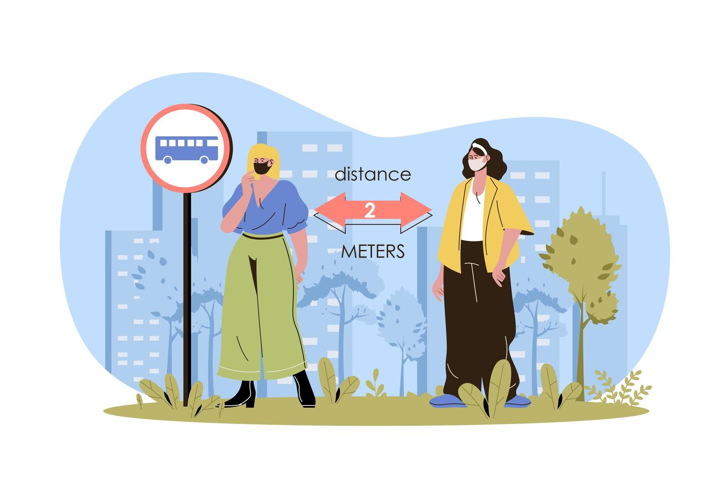Social distance web illustration vector