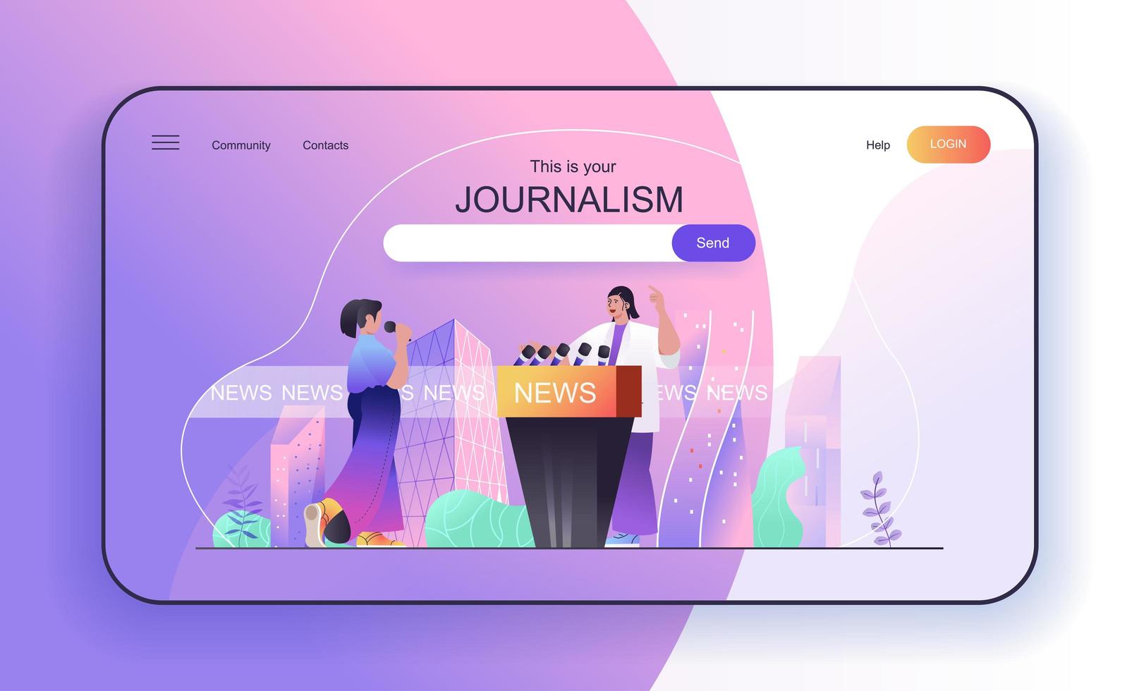 Journalism concept for landing page template vector