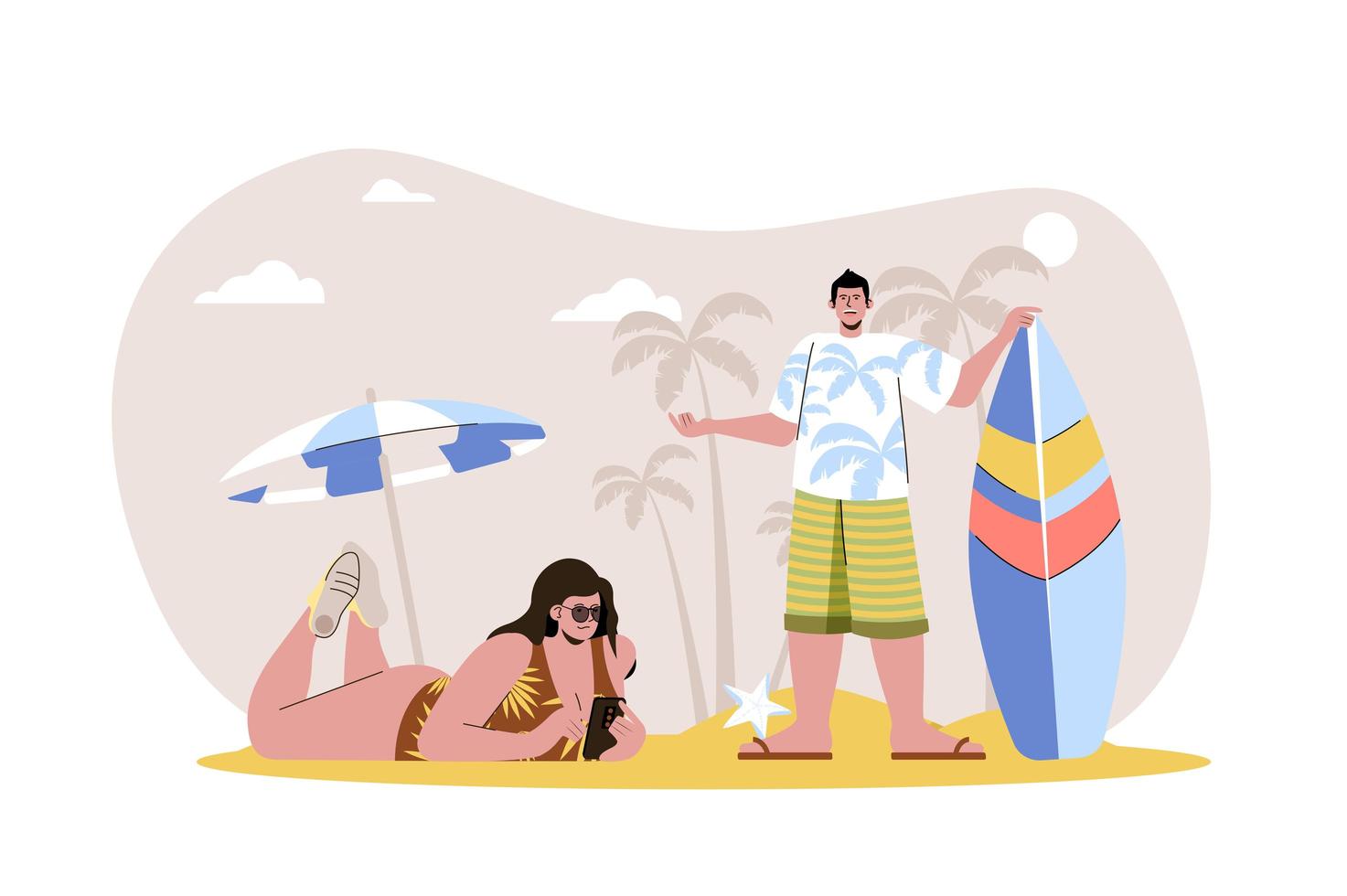 Summer time web illustration vector
