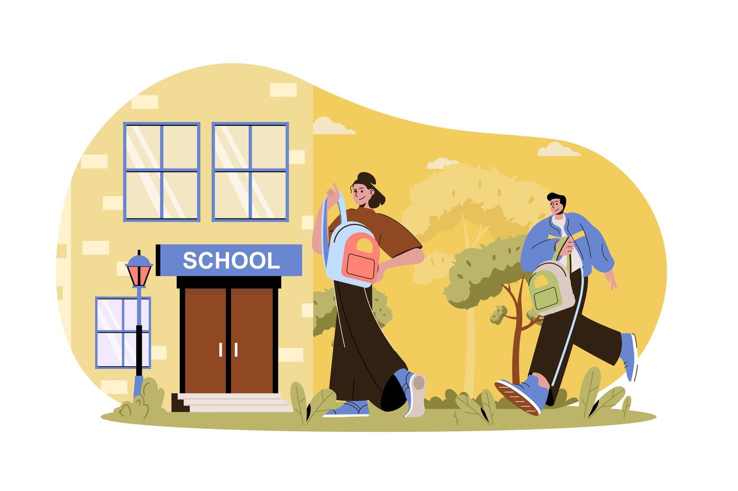 Children go to school web illustration vector