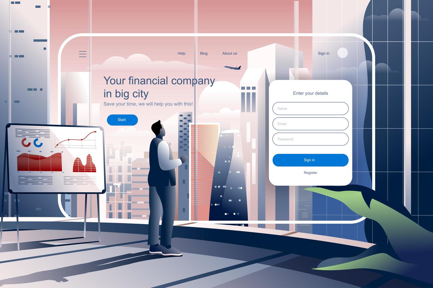 Financial company concept vector illustration for landing page