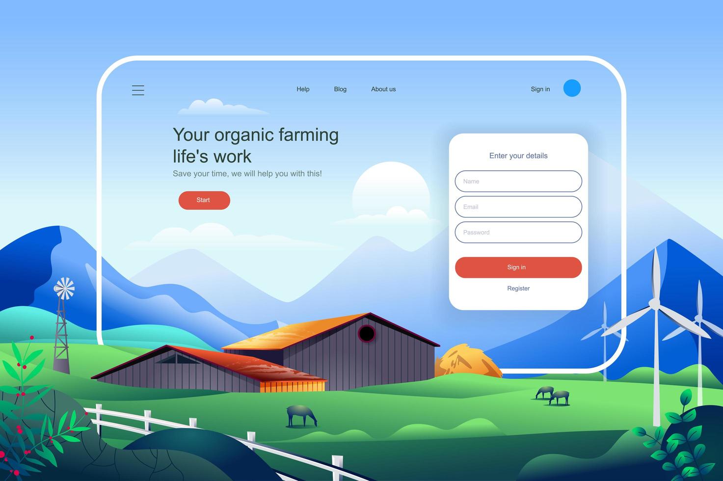 Organic farming concept vector illustration for landing page