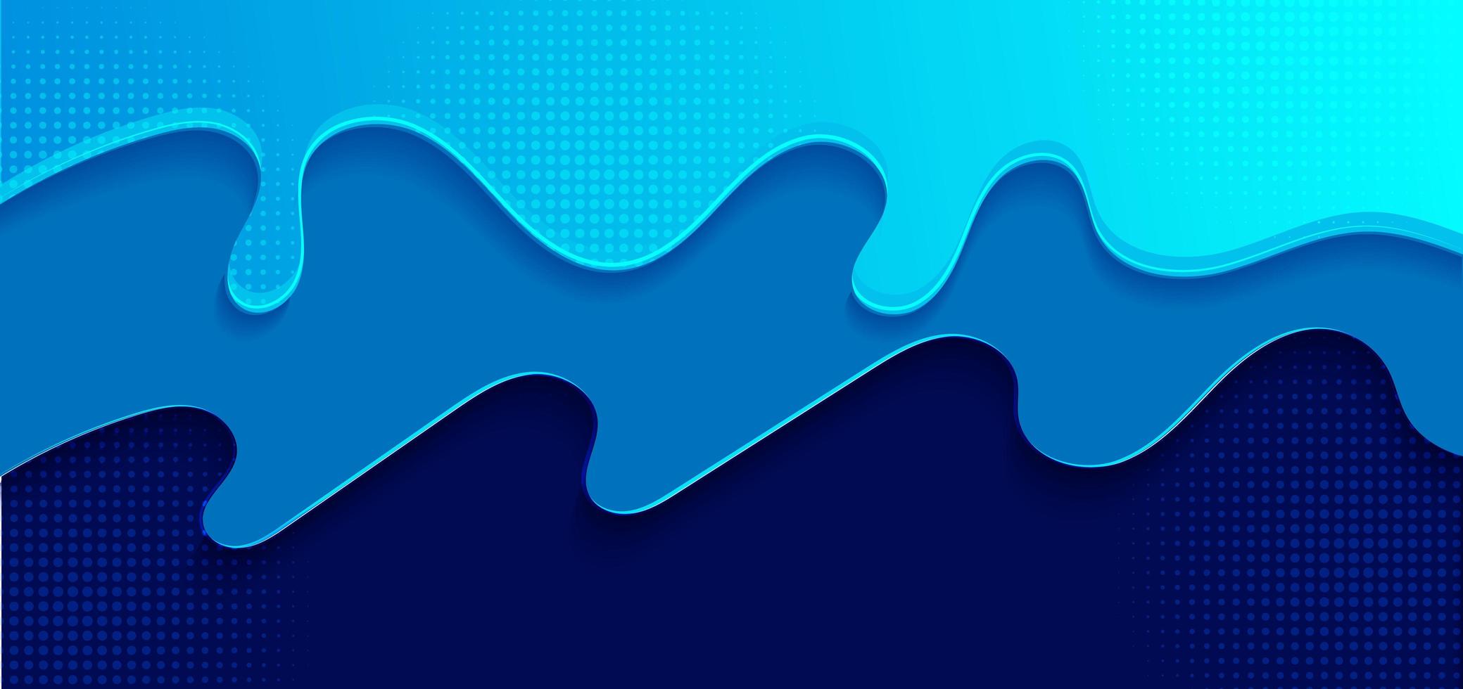 Abstract 3d blue tone wave layers papercut style background. vector