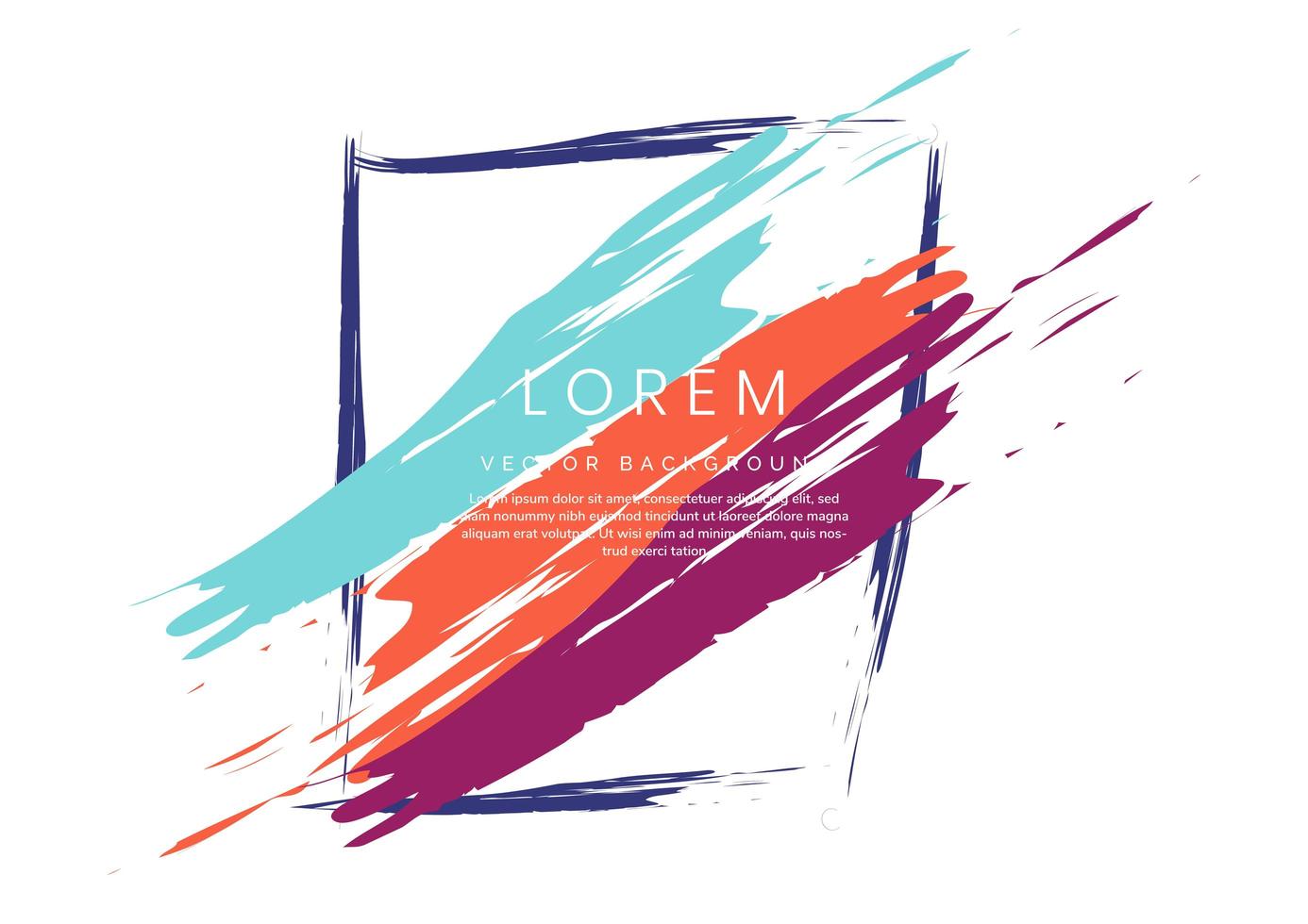Abstract dynamic frames blue, orange, red, brush color. vector