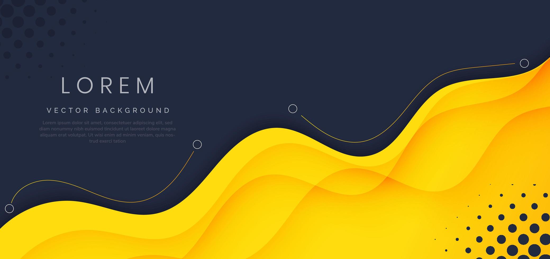 Banner web yellow and orange fluid shape on dark blue background vector